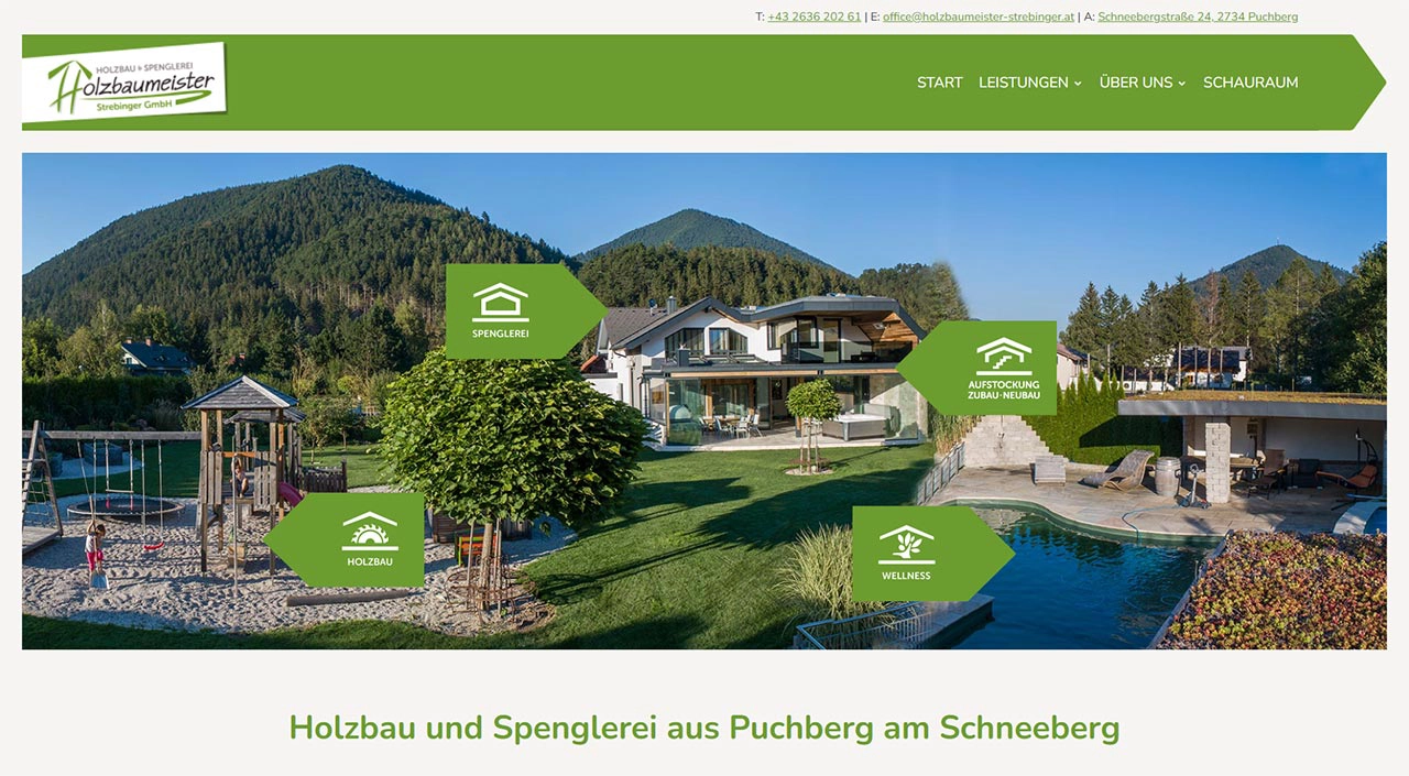 Webdesign - Holzbaumeister Strebinger - Puchberg am Schneeberg